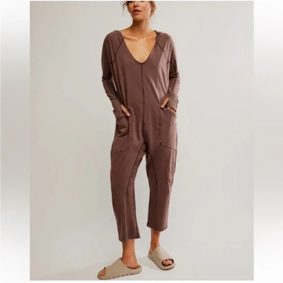 Free People Long Sleeve Onesie With Thumbholes and Hood Size L - Picture 1 of 9
